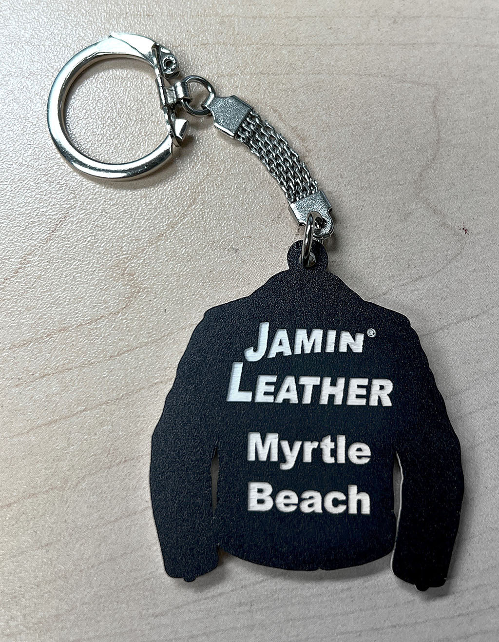 Leather Jacket Laser Engraved Keychain #ACK-JAMIN-JACKET