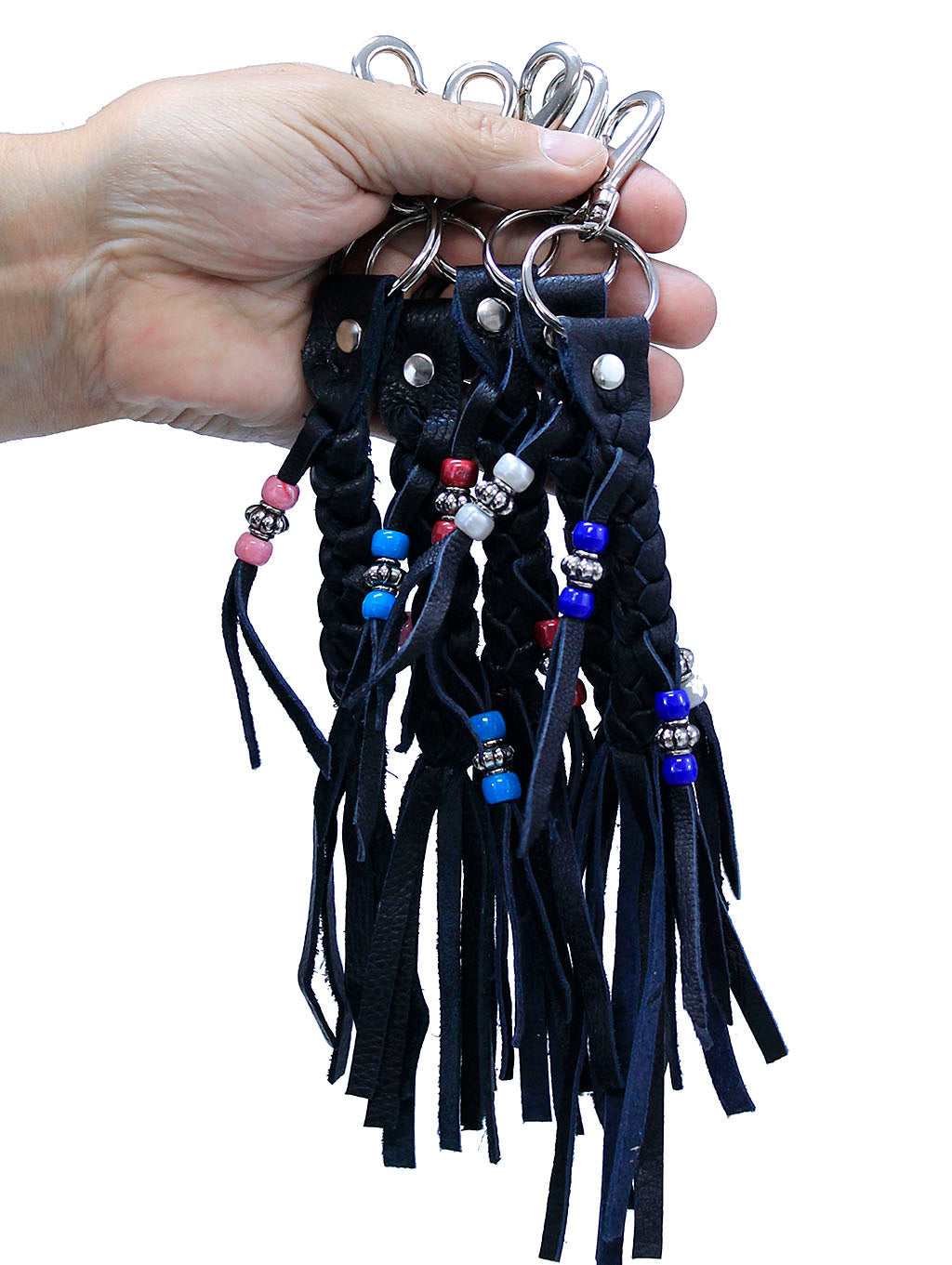 Jamin Leather Braided Bead Key Chain Tassel Key Ring Made in USA #AKC9038K