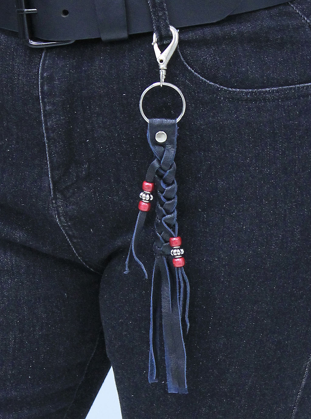 Jamin Leather Braided Bead Key Chain Tassel Key Ring Made in USA #AKC9038K