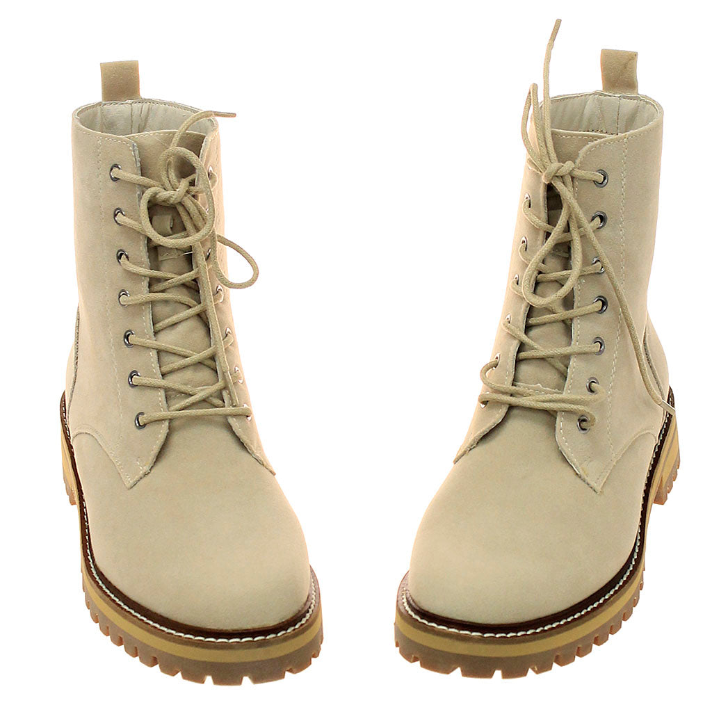 Lace-Up Women's Sand Suede Logger Boots#BLC01T-GLORIA-S