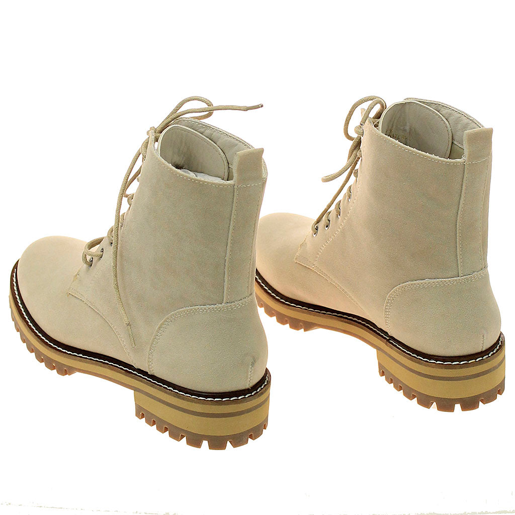 Lace-Up Women's Sand Suede Logger Boots#BLC01T-GLORIA-S