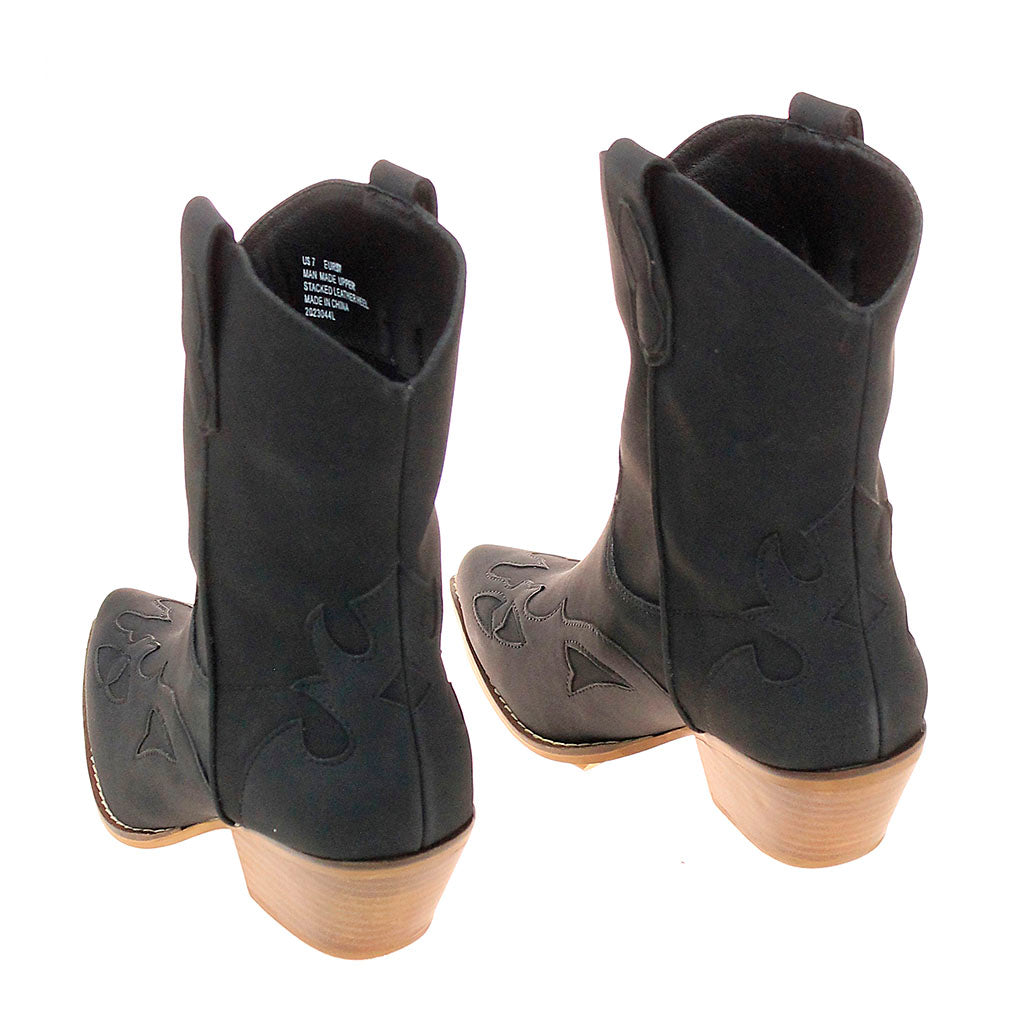 Black on Black Short Cowgirl Boots #BLC10K-SANYA