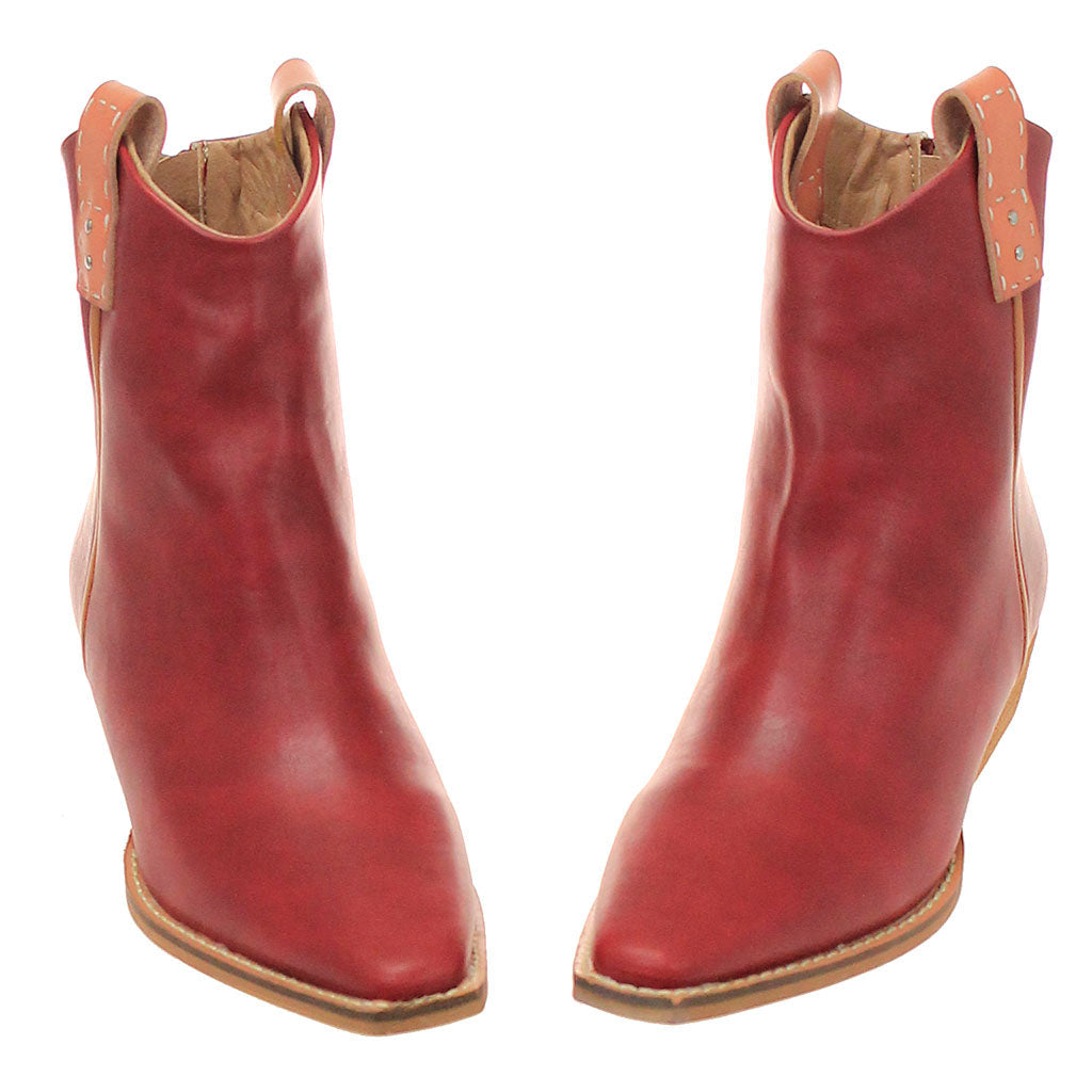 Burgundy Ankle Boots w/Finger Pulls & Back Zipper #BLC01RED-FREER