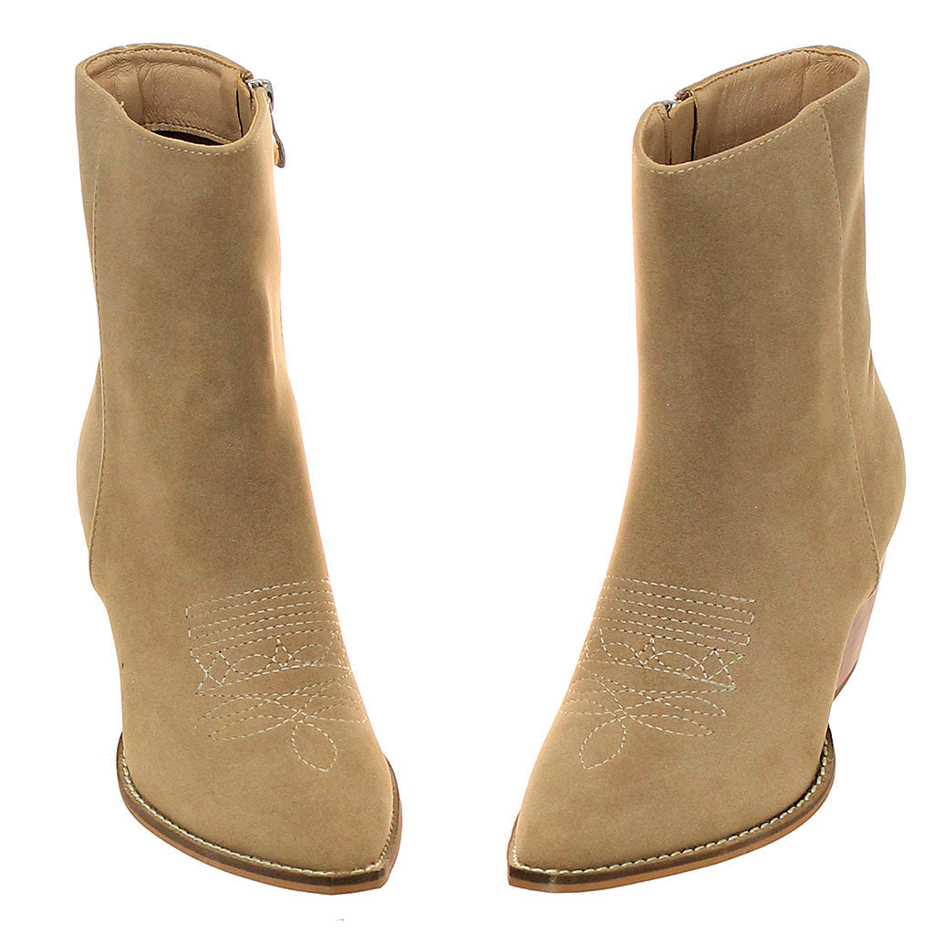 Tan Suede Ladies Ankle Boots with Zipper #BLC02TAN-FANCY