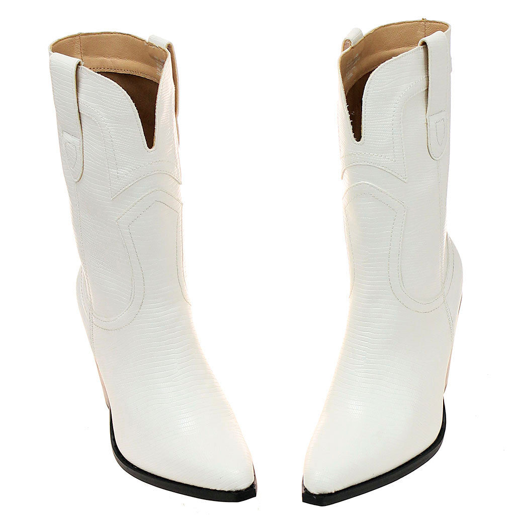 White 10" Ladies Lizard Embossed Cowgirl Boots #BLC04W-MILES