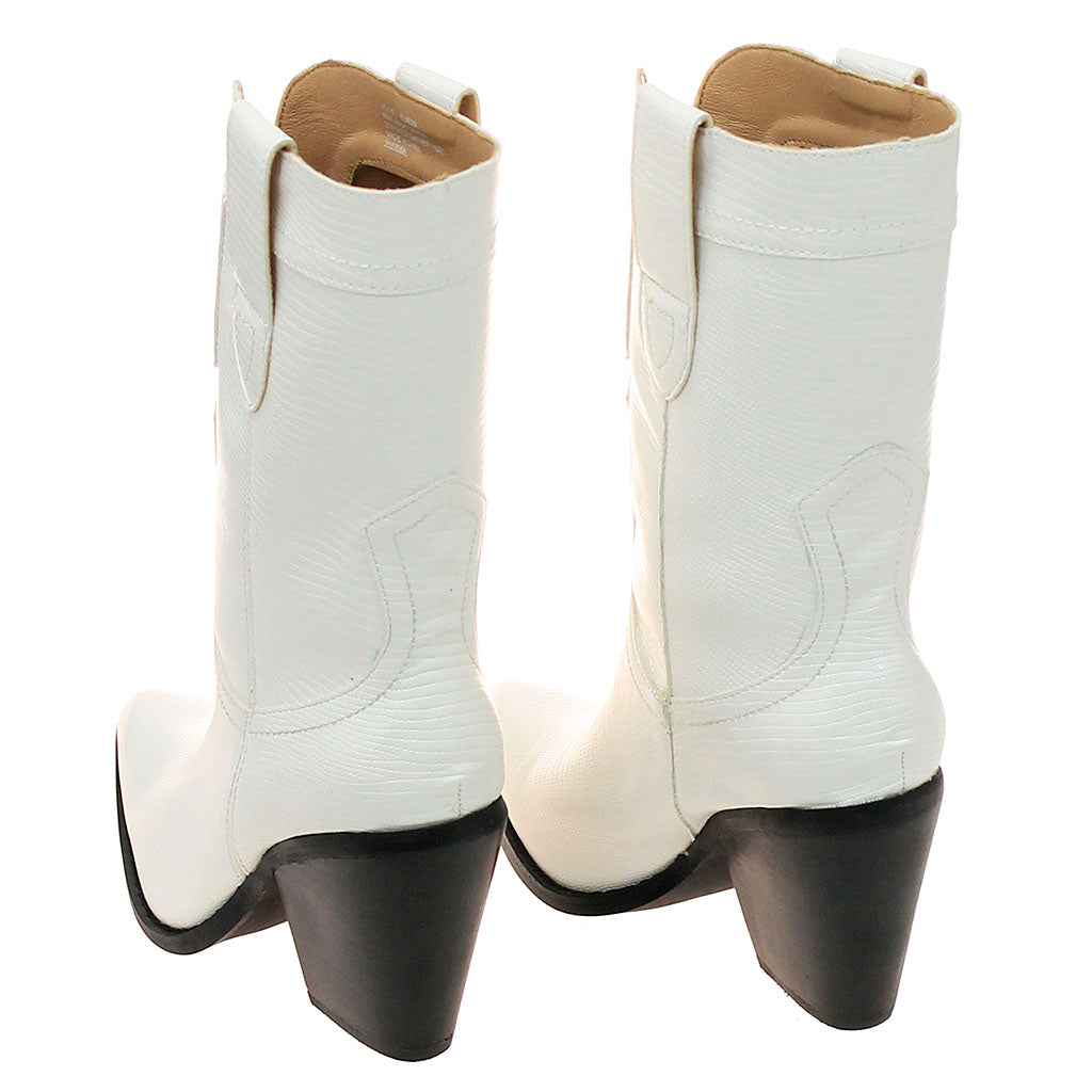White 10" Ladies Lizard Embossed Cowgirl Boots #BLC04W-MILES