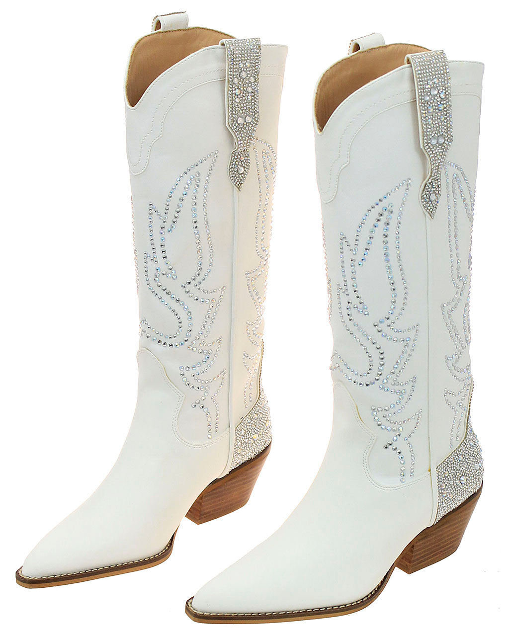 White Rhinestone Wing Embellished on White Cowgirl Boots #BLC10W-GYPSY