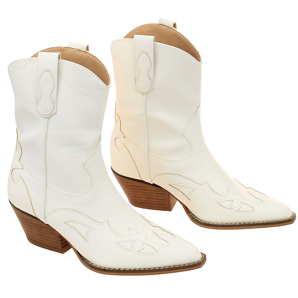 White Short Cowgirl Boots #BLC10W-SANYA