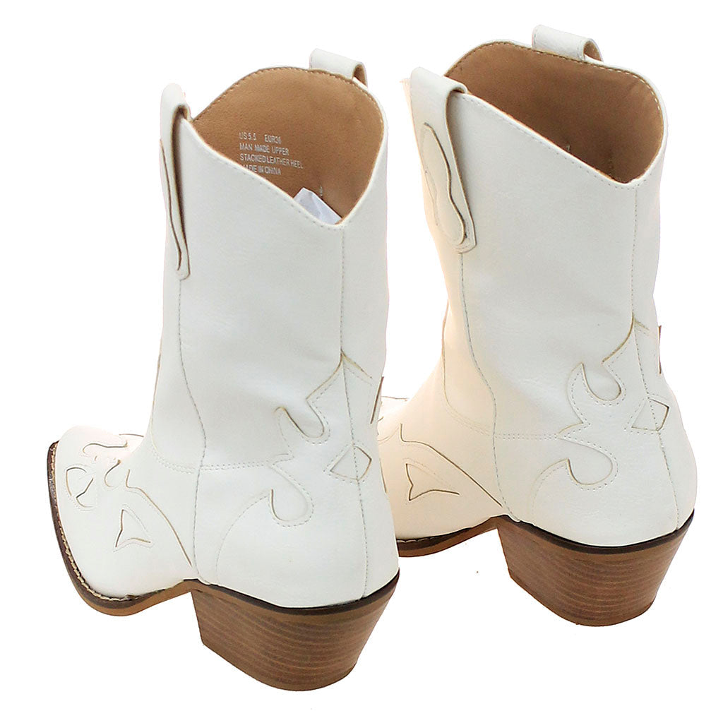 White Short Cowgirl Boots #BLC10W-SANYA