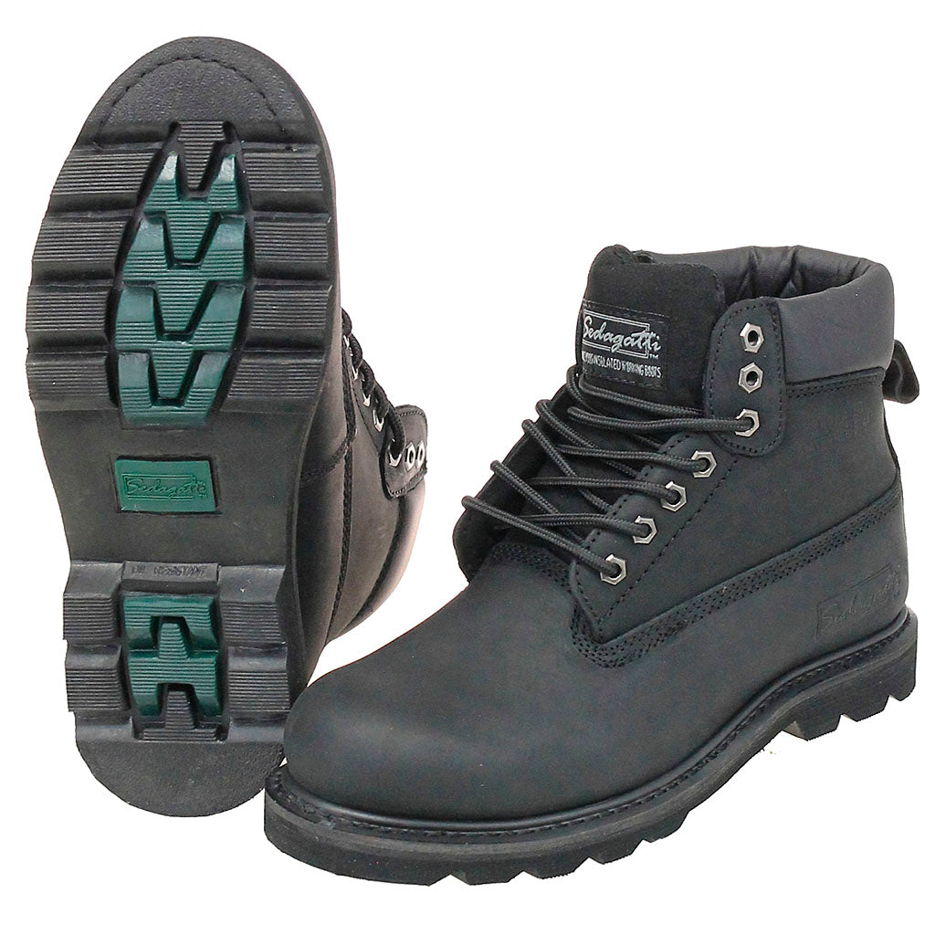 Men's 6" Black Sedagatti Insulated Water Resistant Riding/Work Boots #BM6180K