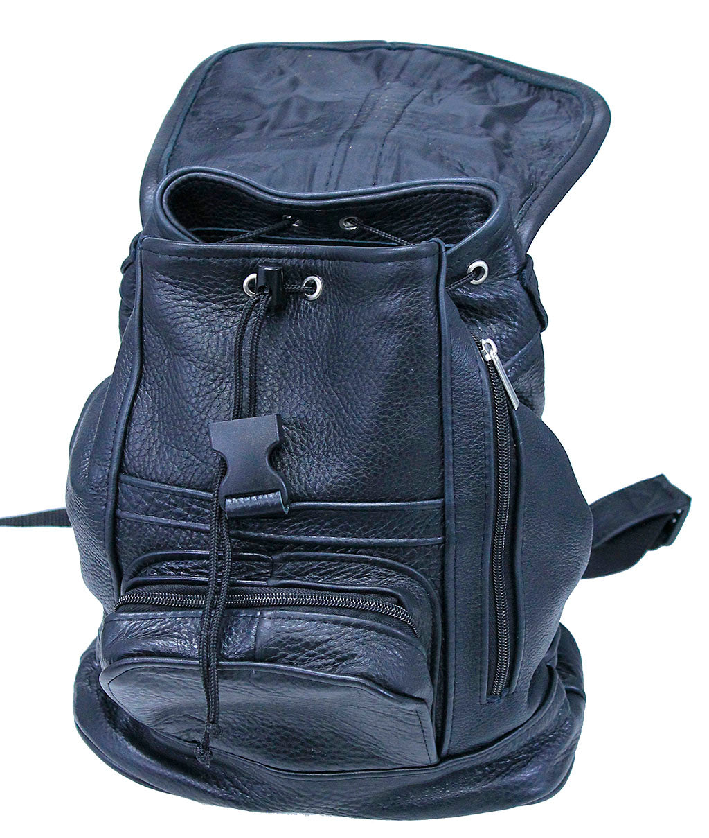Medium Black Leather Backpack Handbag #BP556K
