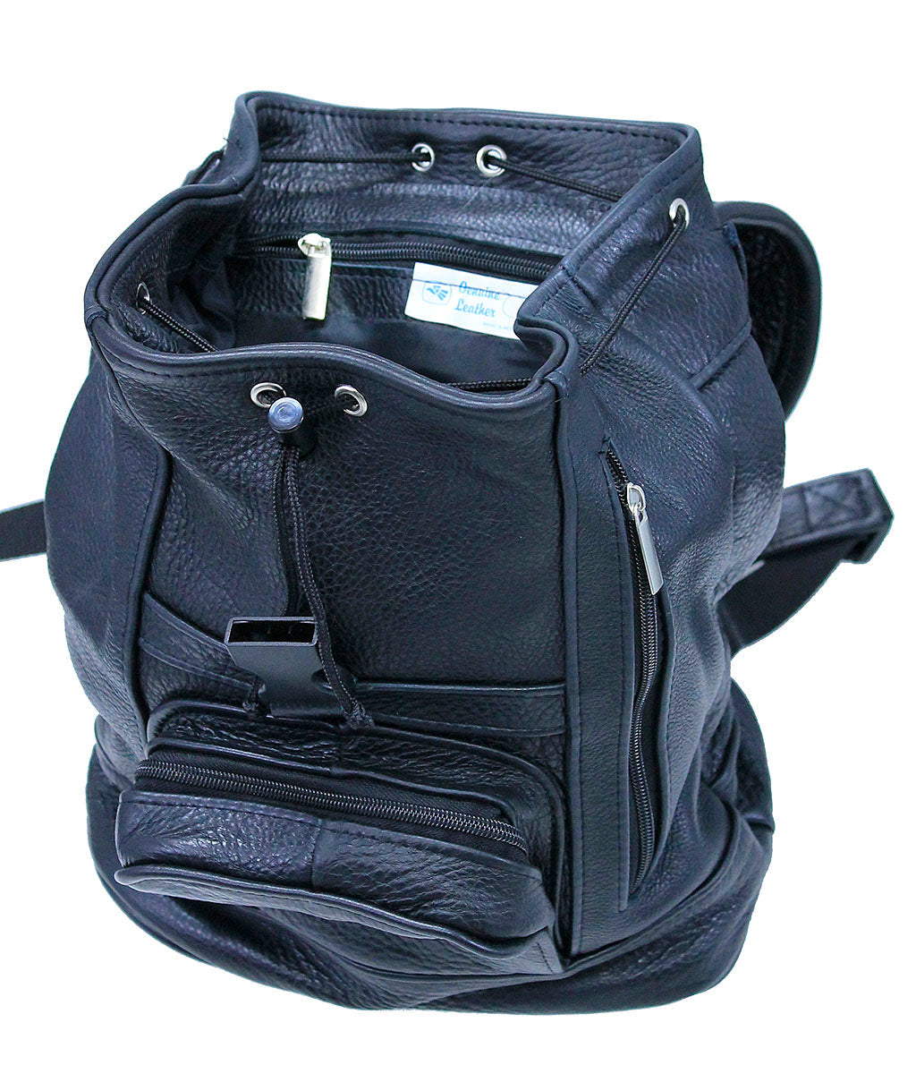Medium Black Leather Backpack Handbag #BP556K