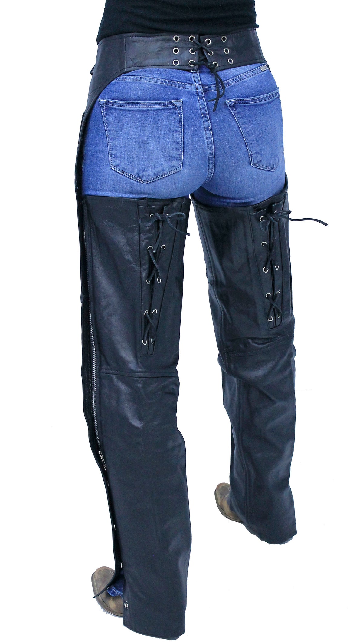 Leather Chaps w/Adjustable Lace Thigh #C1115L (XS-M,2X-5X)