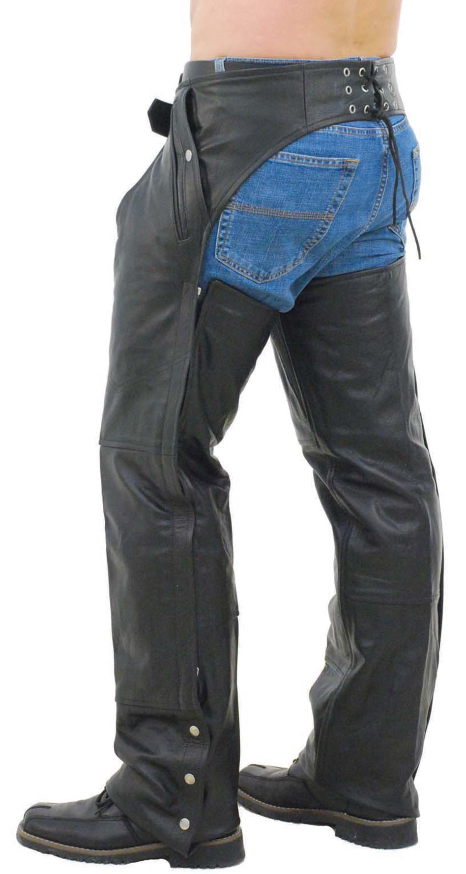 Pocket Motorcycle Chaps w/Snap Out Quilted Lining - Special #C7130ZSP (XS,S,2X-5X)