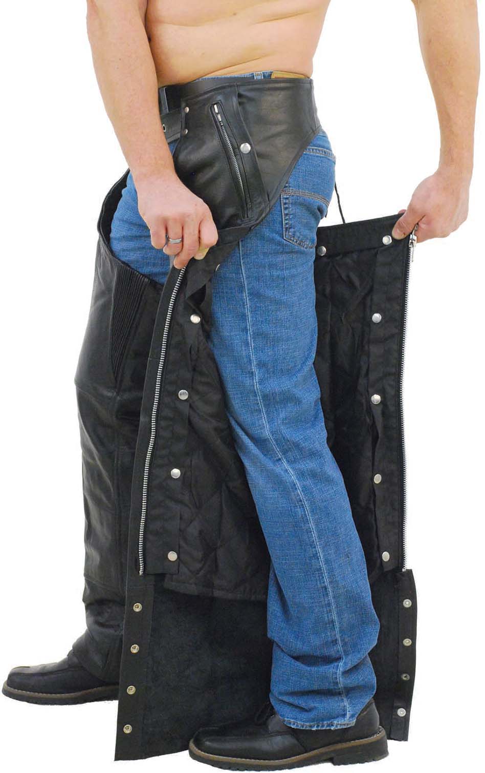 Pocket Motorcycle Chaps w/Snap Out Quilted Lining - Special #C7130ZSP (XS,S,2X-5X)