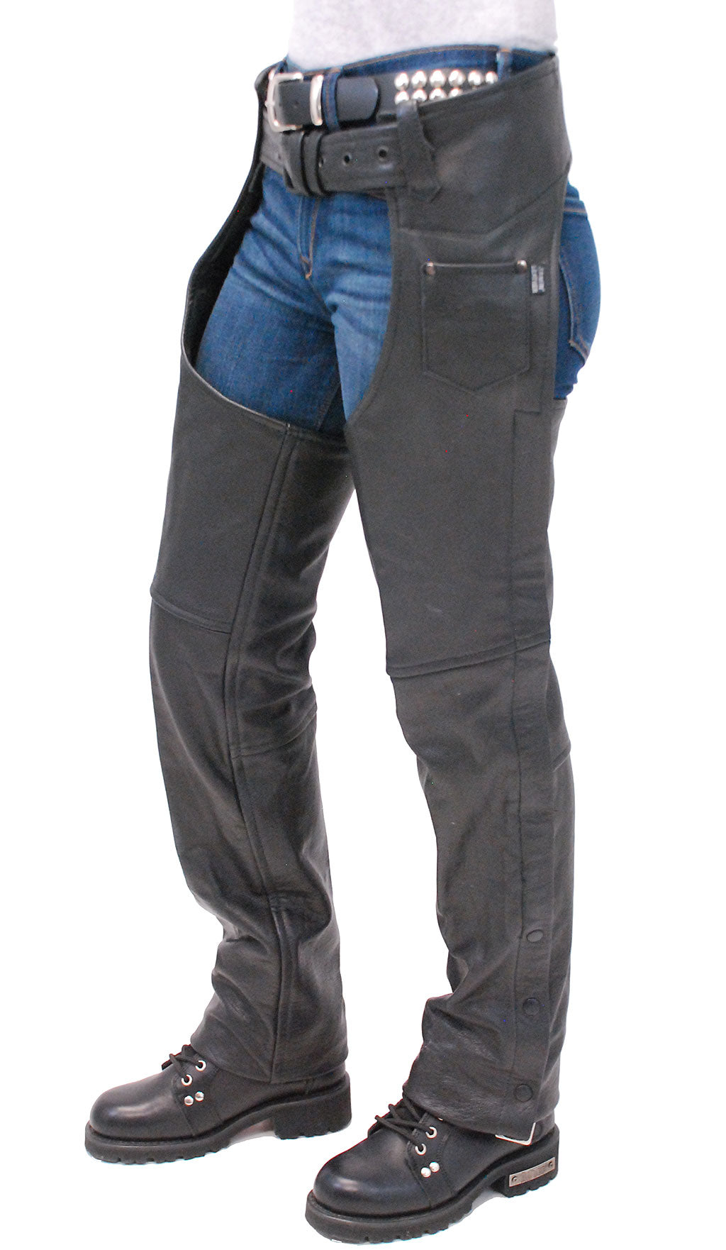 Classic Black Buffalo Leather Chaps #C8000 (XXS-S,2X-9X)