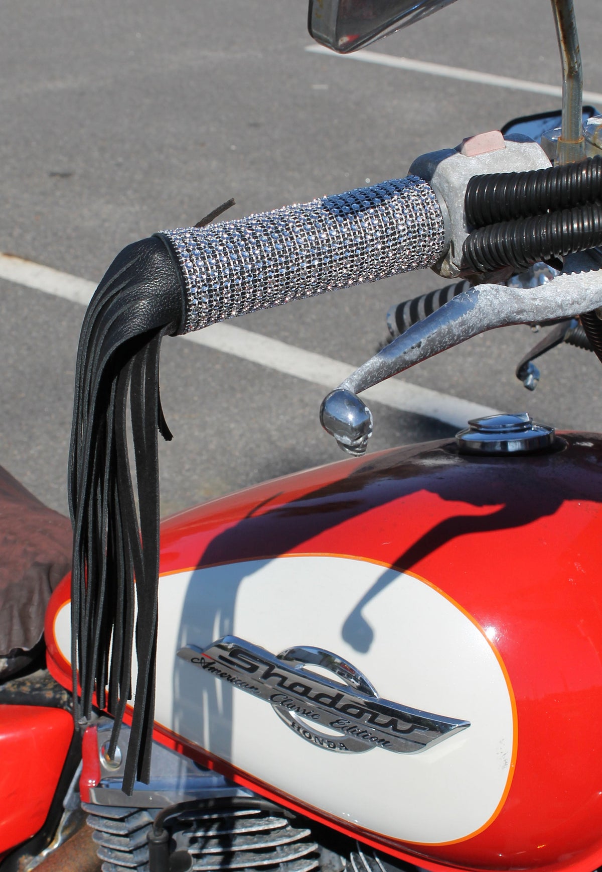 Simulated Crystal Leather Grip Covers with Fringe #GR2023FCRY