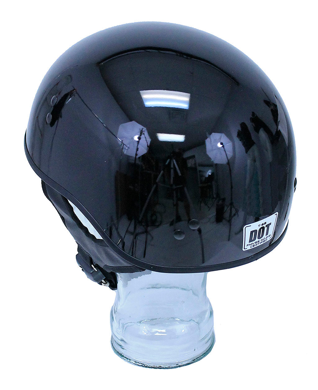 Black D.O.T. Shiny Black Half Helmet #H100K