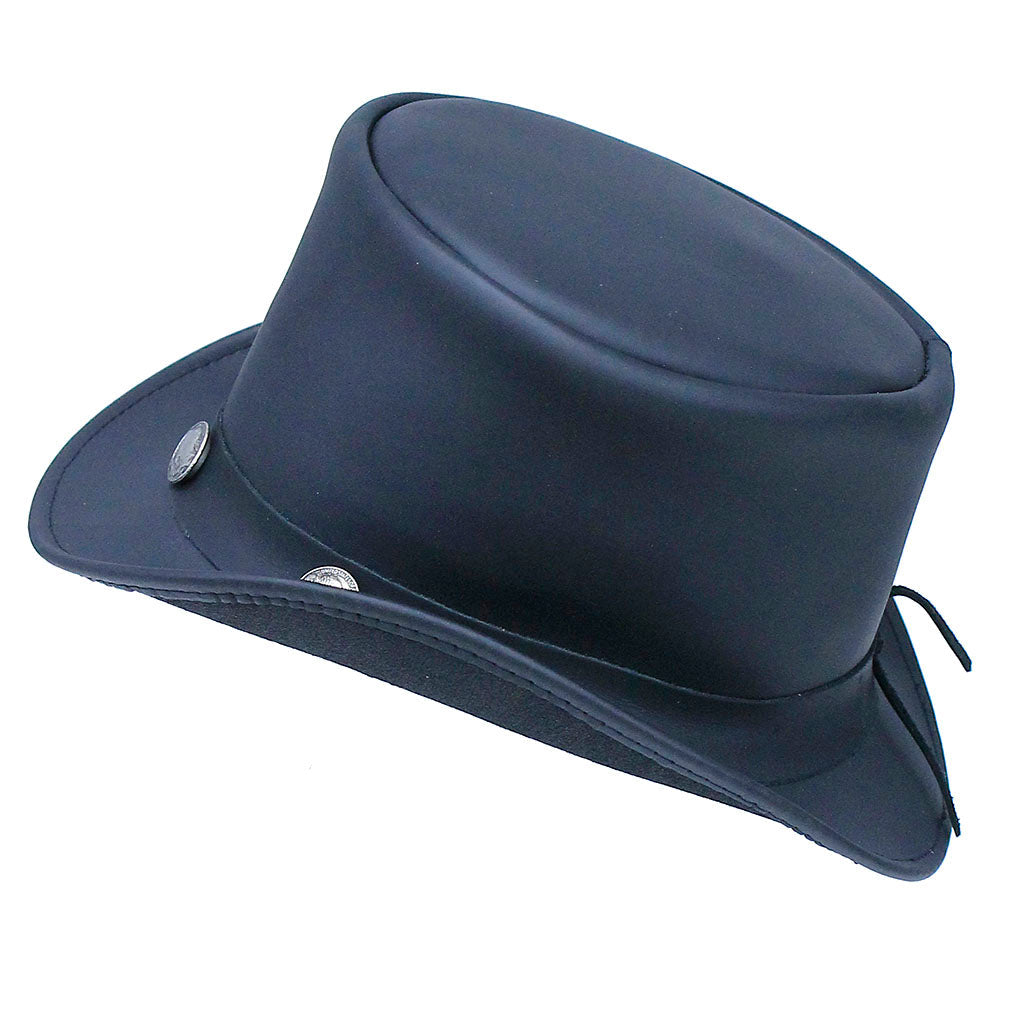 Imported Buffalo Nickel Biker Leather Top Hat #H9229BUFK