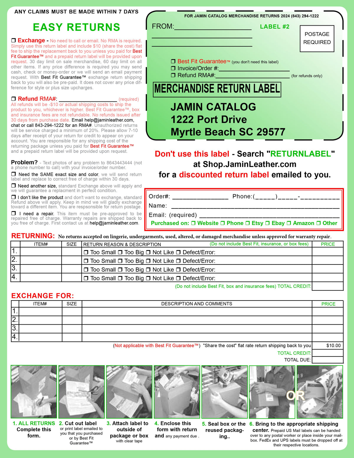 Discounted Return Shipping Label