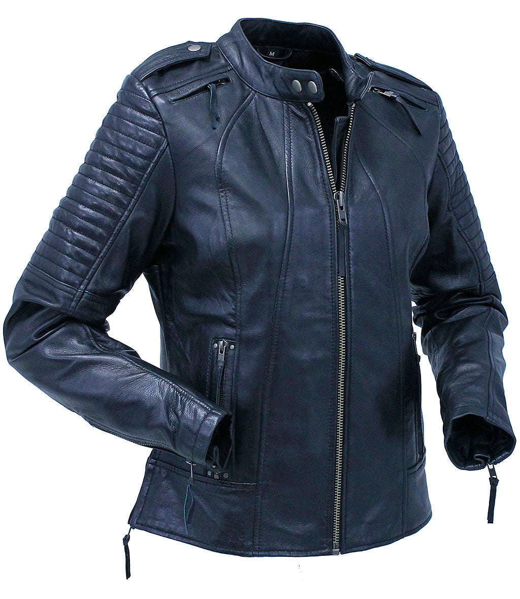 Lightweight Women's Lambskin Scooter Motorcycle Jacket #L104VZGK