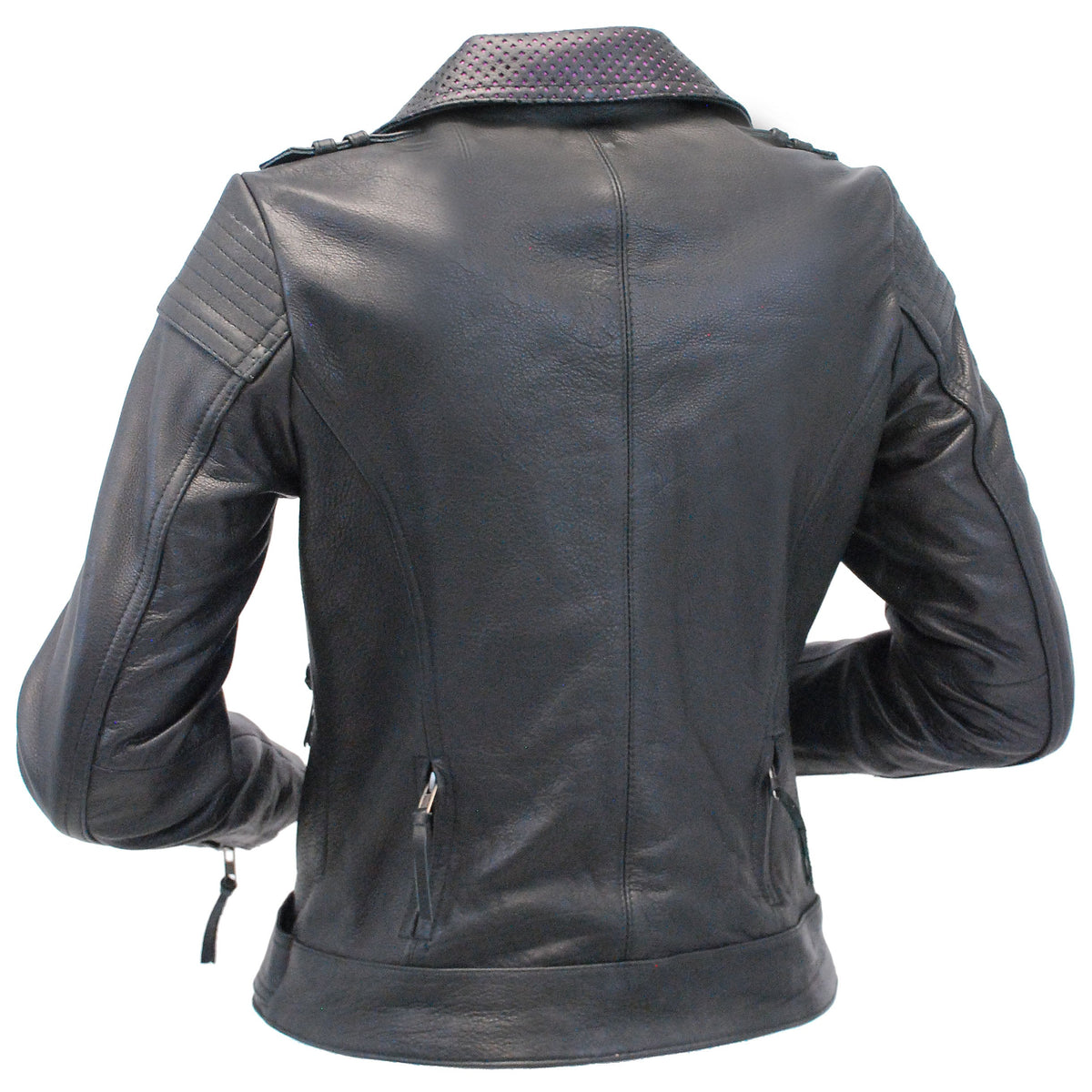 Ultra Premium Women's MC Jacket with Purple Accent Collar #L184VPUR