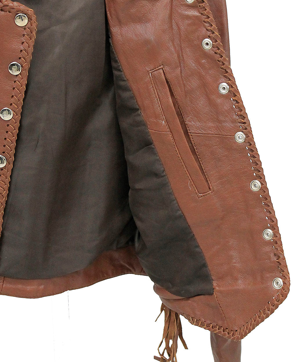 Brown Fringe Jacket with Bone & Mini Beads #L4251FBN (XS-S)