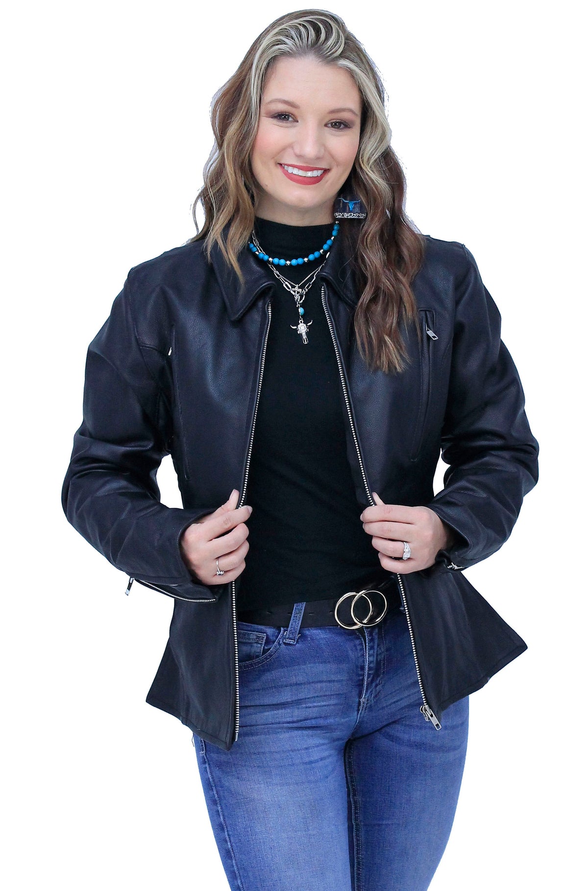 Long Body Women's Motorcycle Jacket w/Vents #L6167VZK