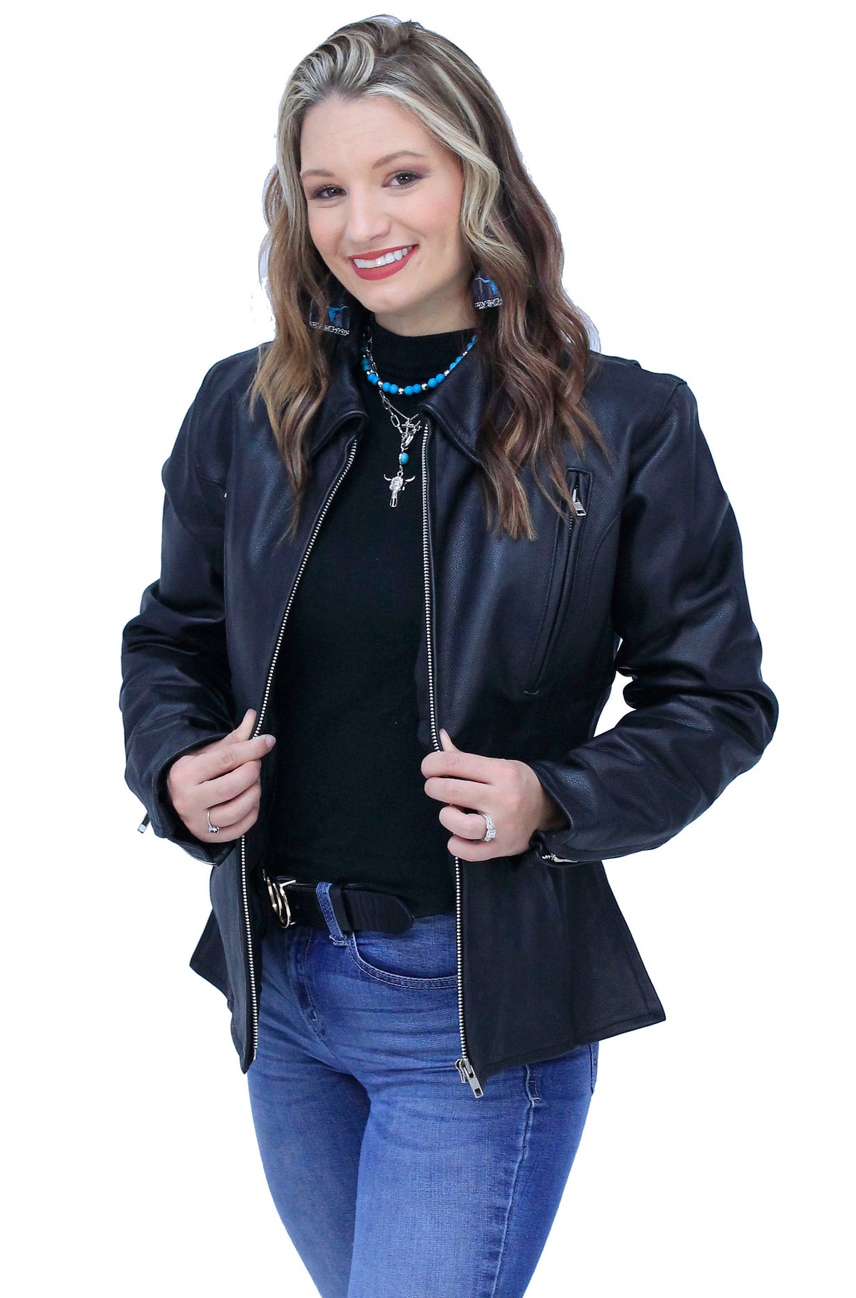 Long Body Women's Motorcycle Jacket w/Vents #L6167VZK