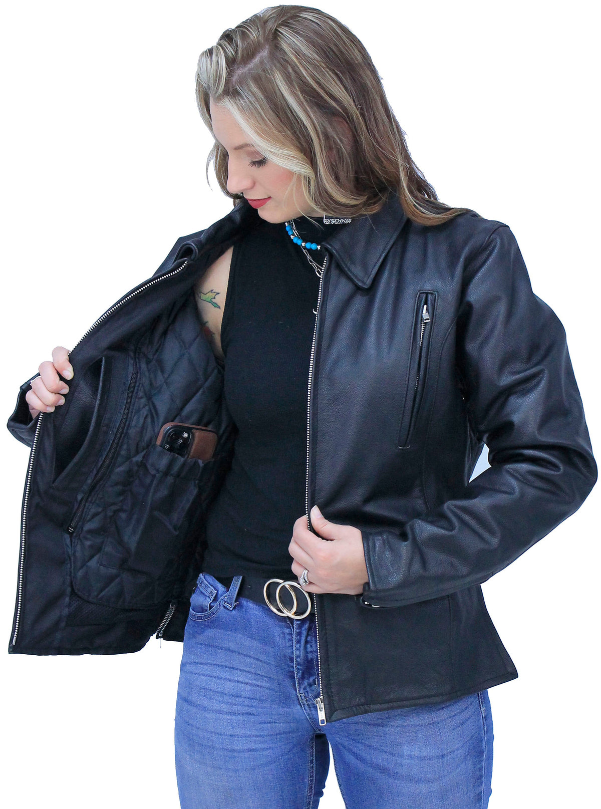 Long Body Women's Motorcycle Jacket w/Vents #L6167VZK