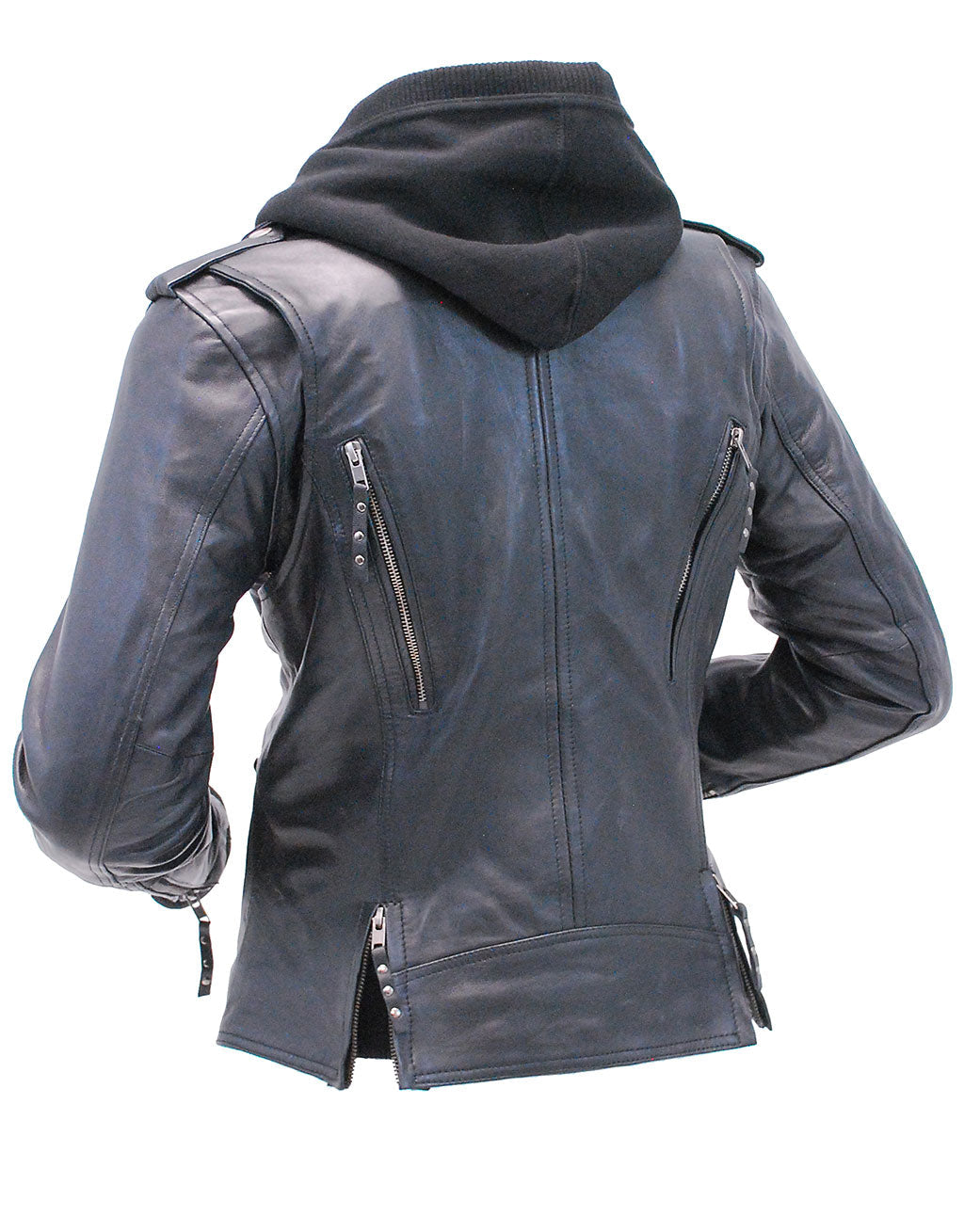 Women's Vented Motorcycle Jacket with Removable Hoodie #L6841HK