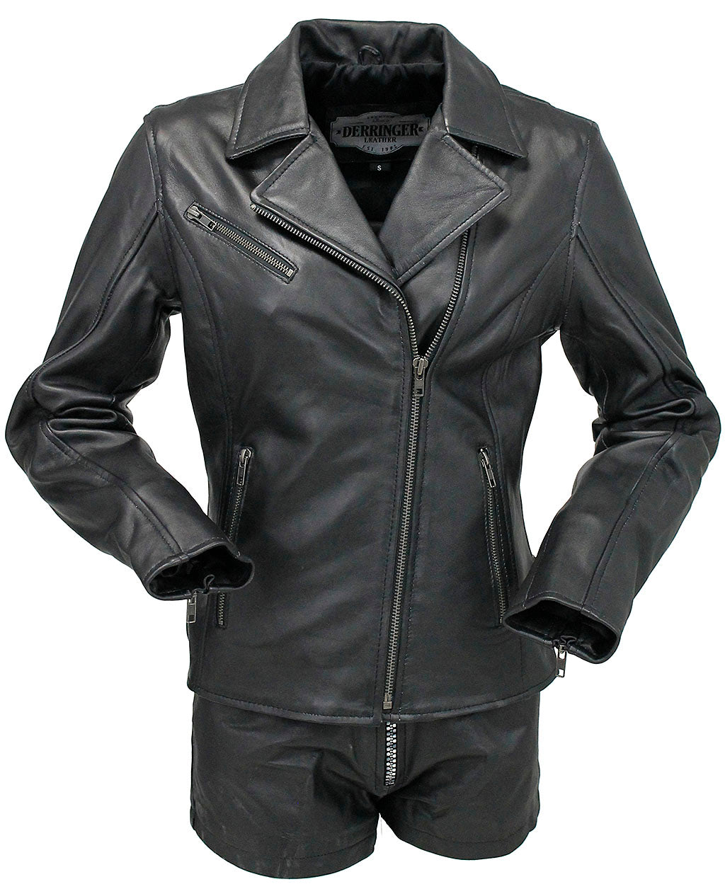 Reflector Stars Women's Lambskin Motorcycle Jacket #L6960RK-STAR