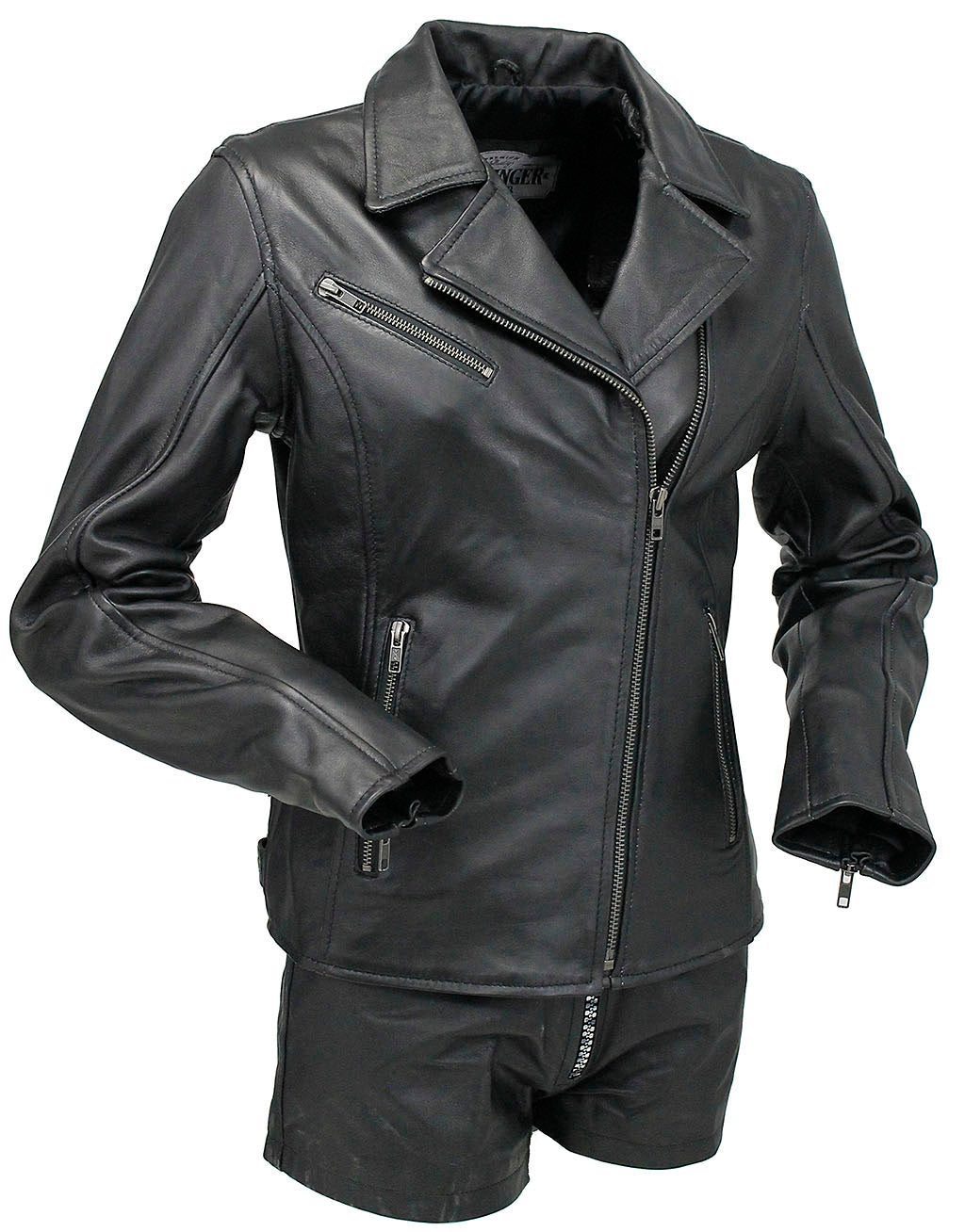 Reflector Stars Women's Lambskin Motorcycle Jacket #L6960RK-STAR