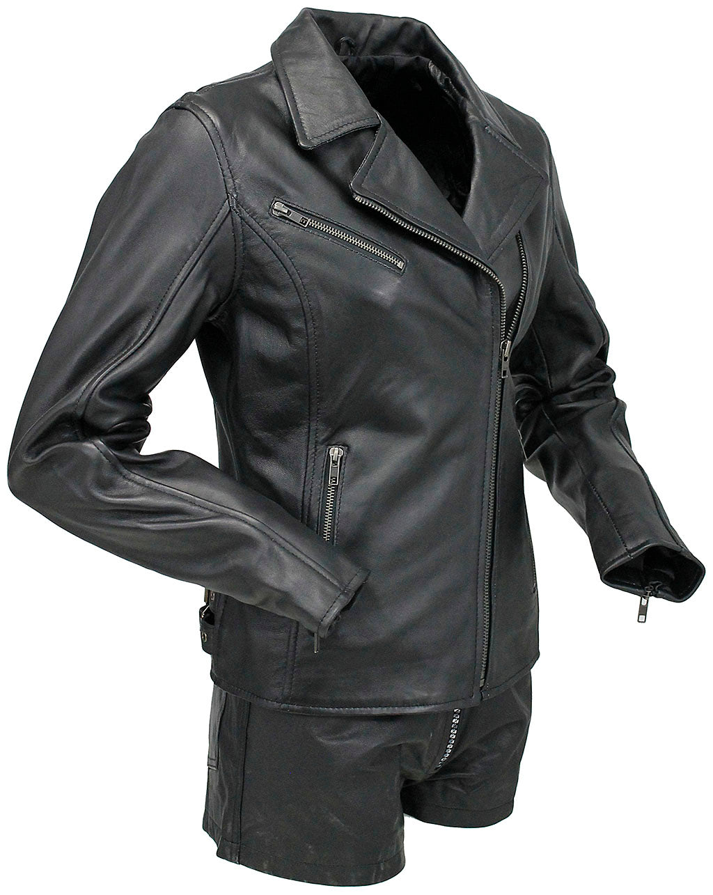 Reflector Stars Women's Lambskin Motorcycle Jacket #L6960RK-STAR