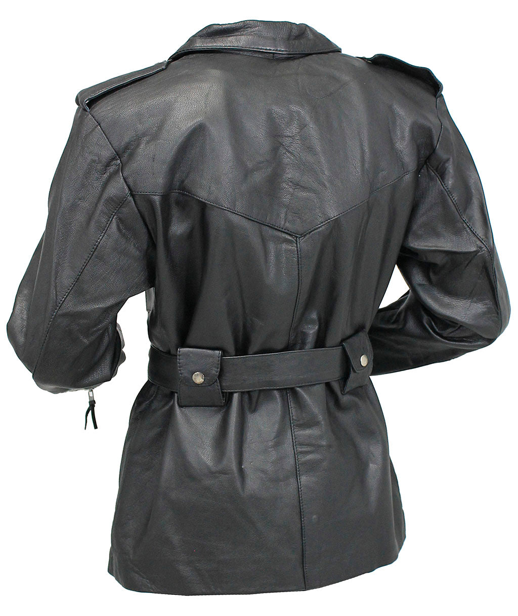 Ladies 3/4 Length Belted MC Jacket - Special #L8251K (S-L)
