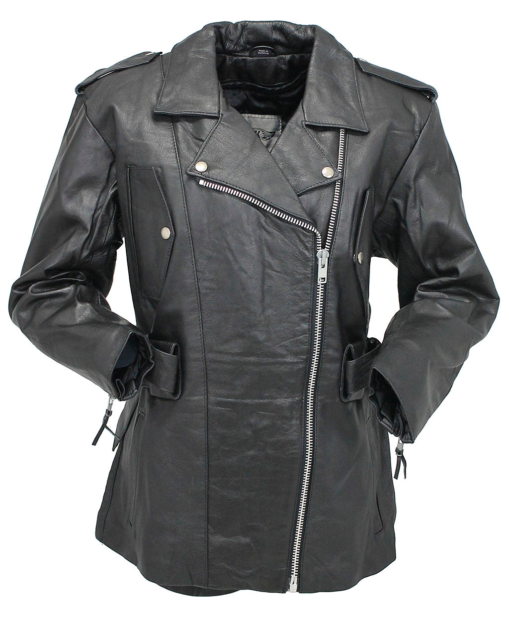 Ladies 3/4 Length Belted MC Jacket - Special #L8251K (S-L)
