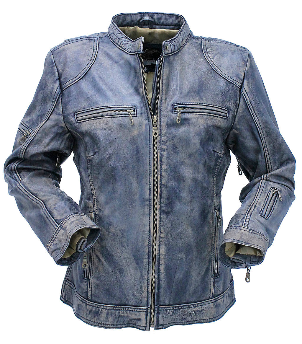 Women's Distressed Taupe/Black Scooter Jacket CC Pocket #LA2012VGK