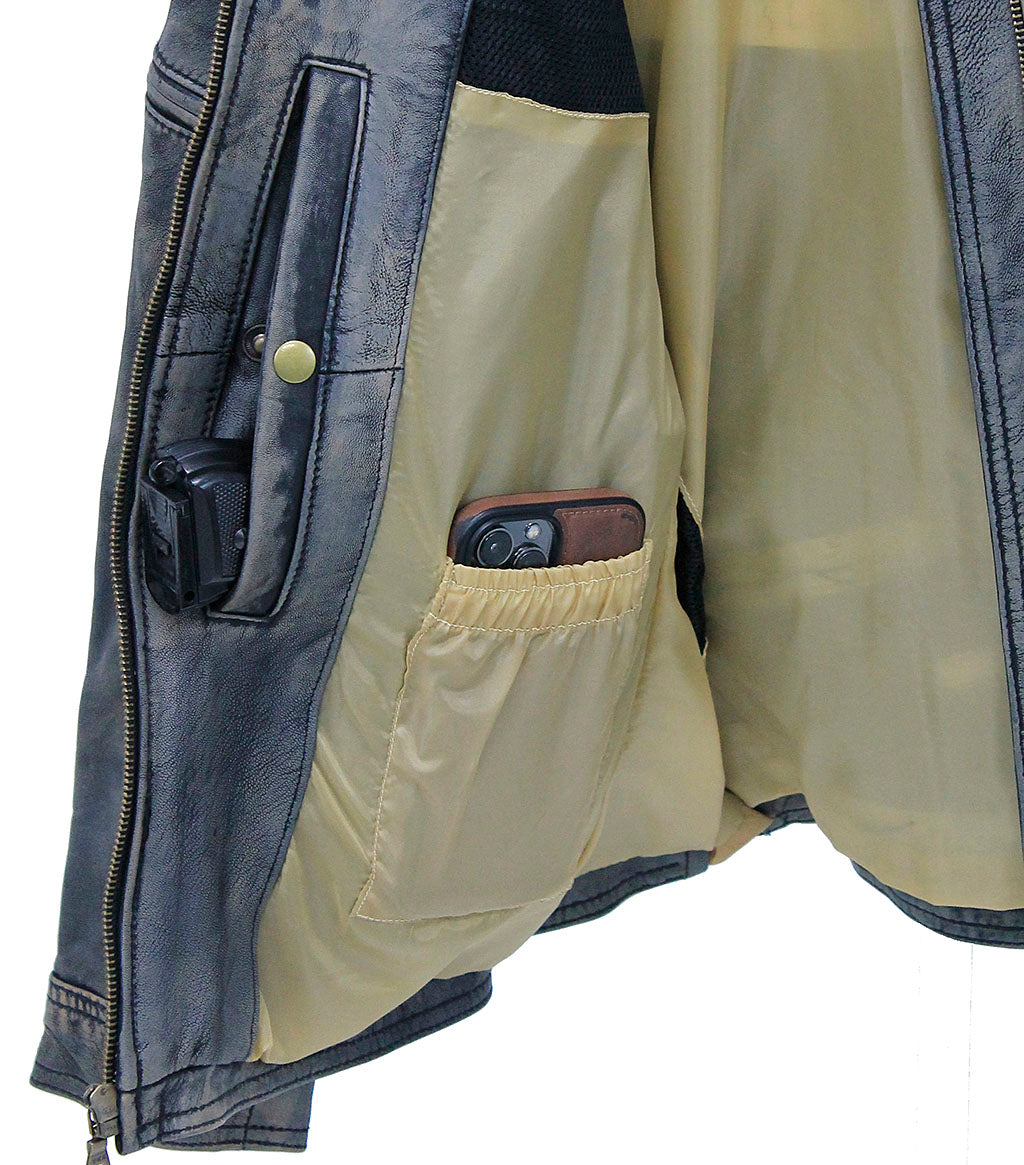 Women's Distressed Taupe/Black Scooter Jacket CC Pocket #LA2012VGK