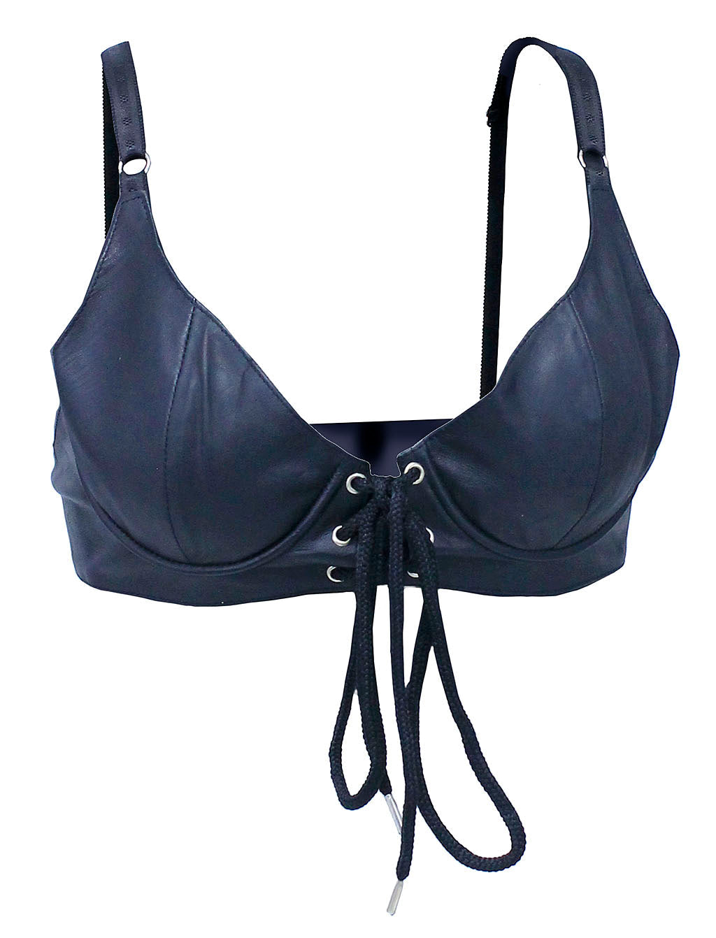 Lace Up Leather Underwire Bikini Bra #LH5142LK ()