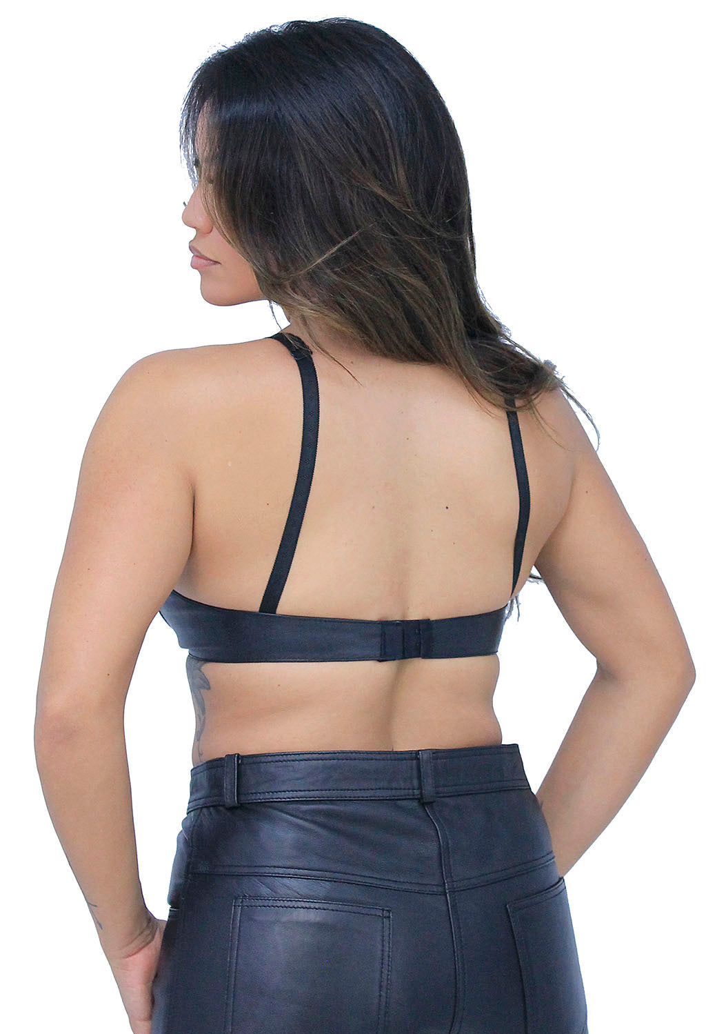 Lace Up Leather Underwire Bikini Bra #LH5142LK ()