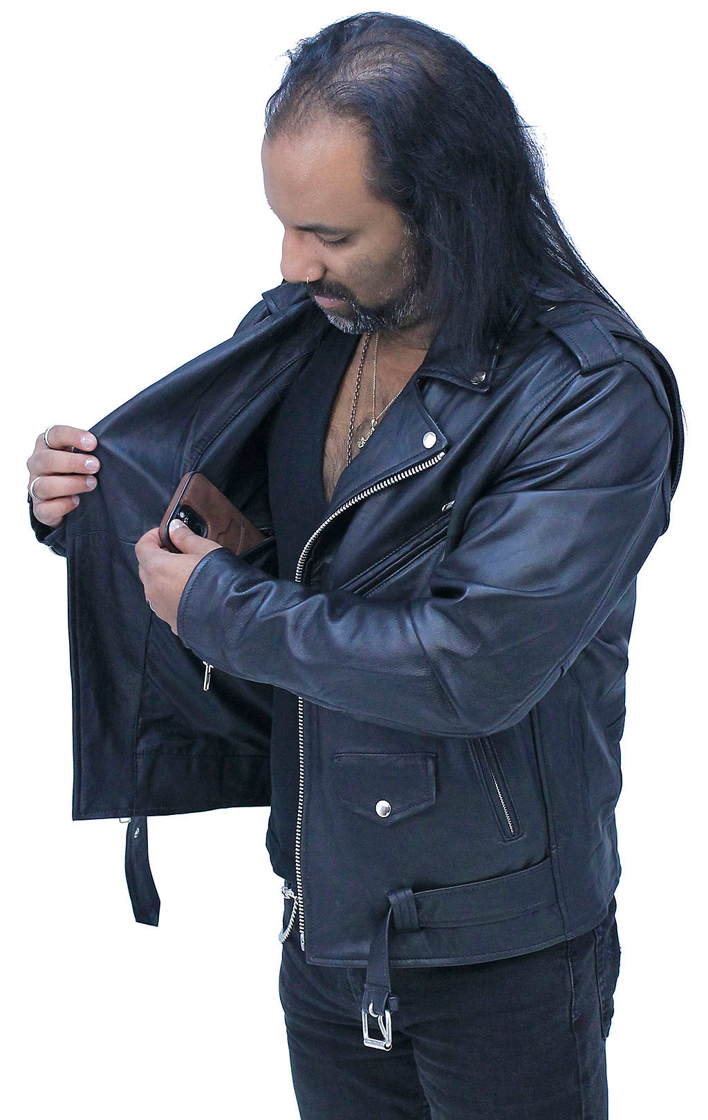 Men's Lightweight Soft Lambskin Leather MC Jacket #M100LAMBK