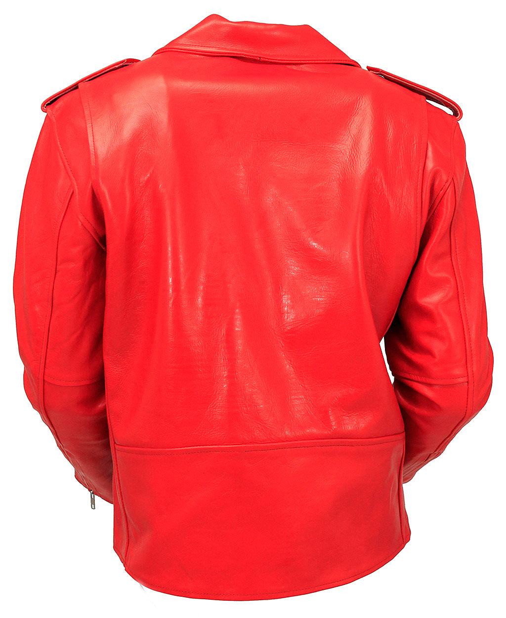 Men's Red Leather Motorcycle Jacket w/Quilted Lining #M1116QR