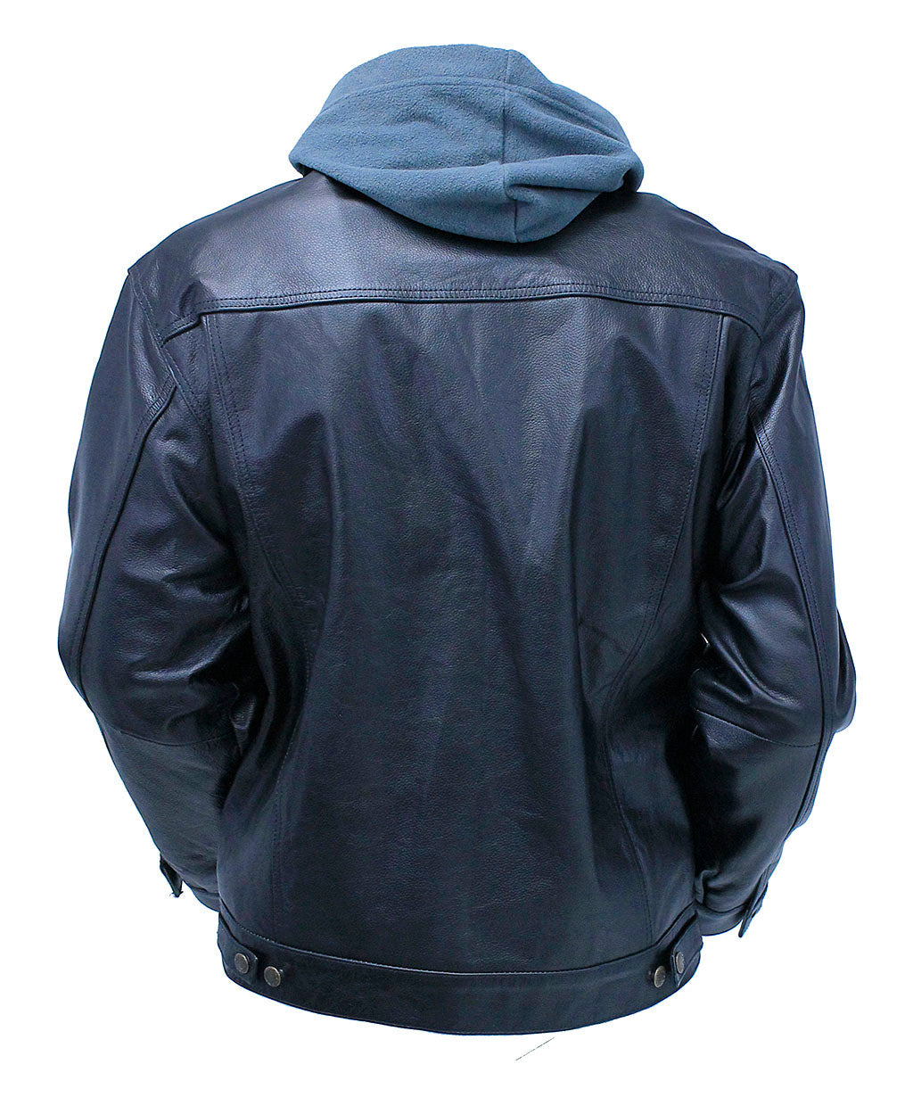 Men's Hoodie Leather Jean Jacket w/Concealed  Pockets #M1412HK (L-3X)