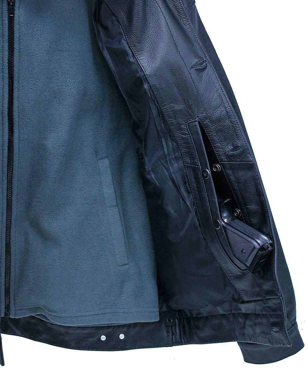 Men's Hoodie Leather Jean Jacket w/Concealed  Pockets #M1412HK (L-3X)