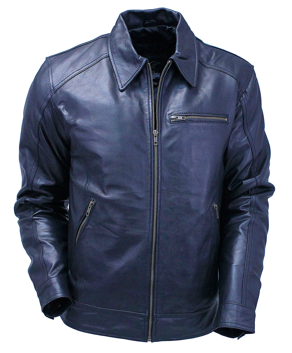 Classic 1950's Black Leather Jacket with Zip Out Lining #M1956GZK