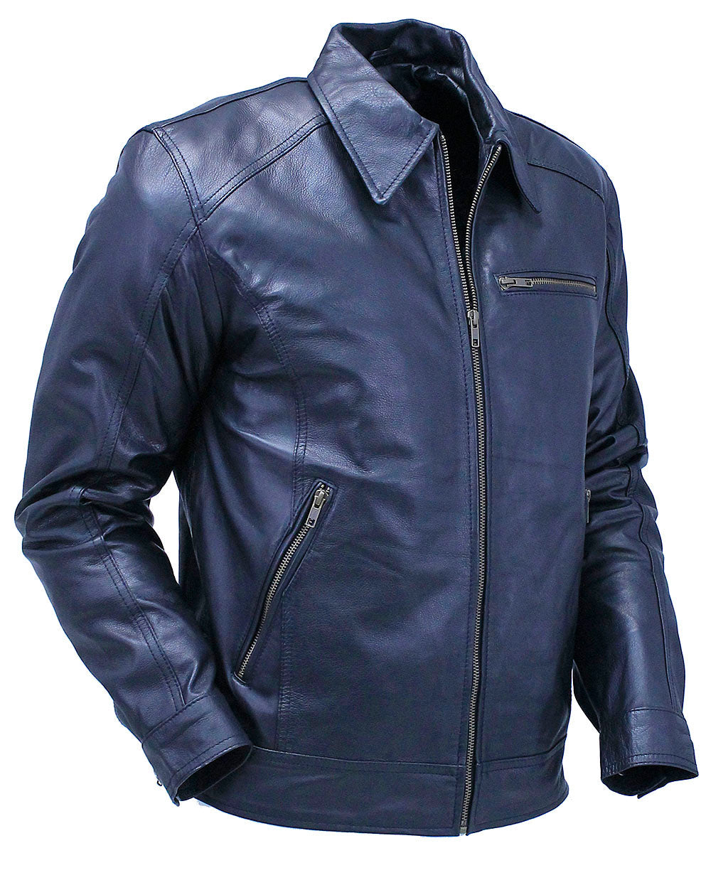 Classic 1950's Black Leather Jacket with Zip Out Lining #M1956GZK