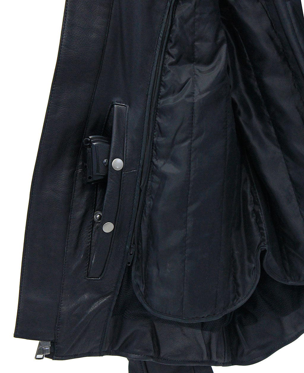 Men's Vented Concealed Pocket Ultra Premium Leather Jacket w/Quilt #M6922VZNK