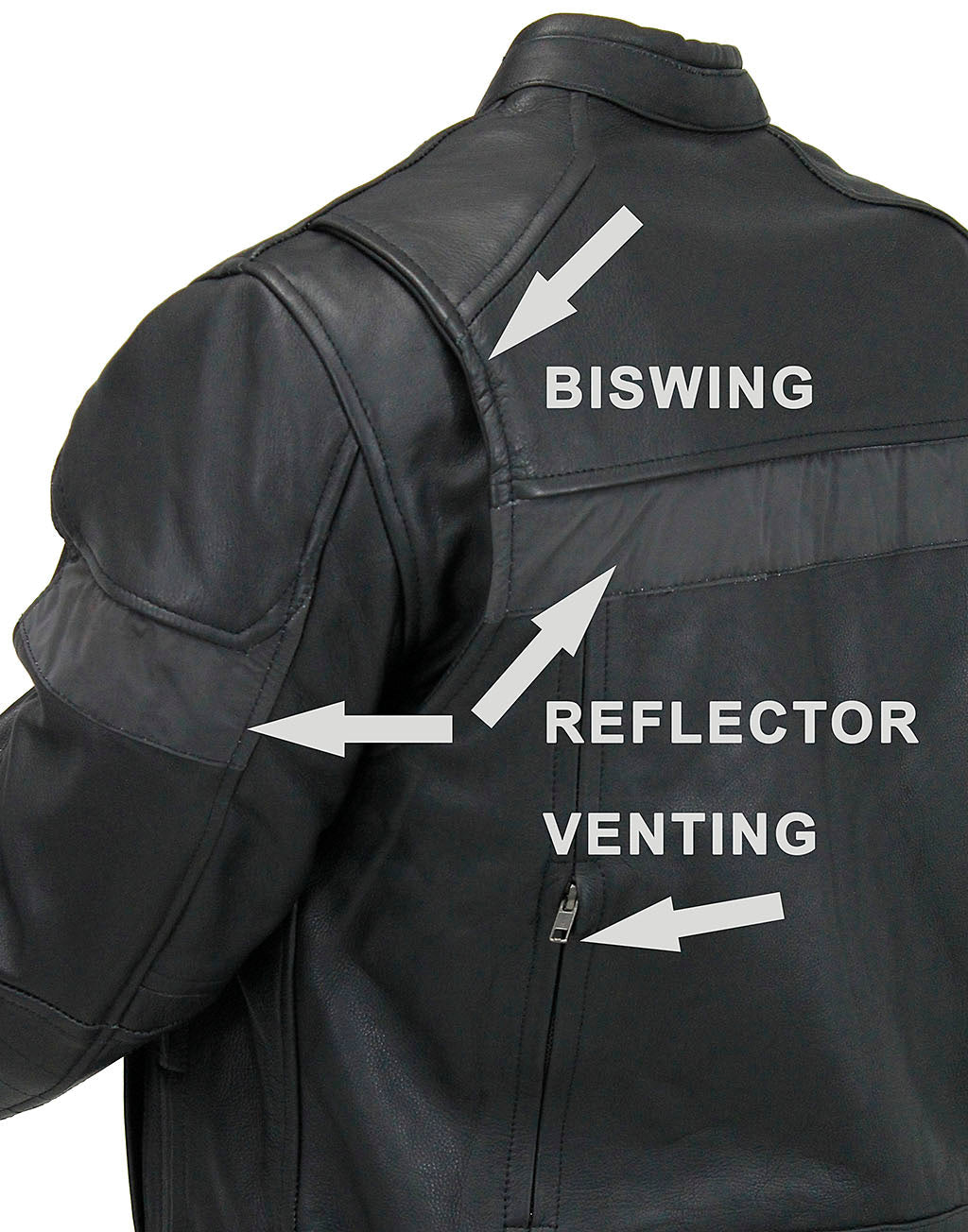 Men's Vented Motorcycle Jacket w/Reflector Trim #M6947VZGK