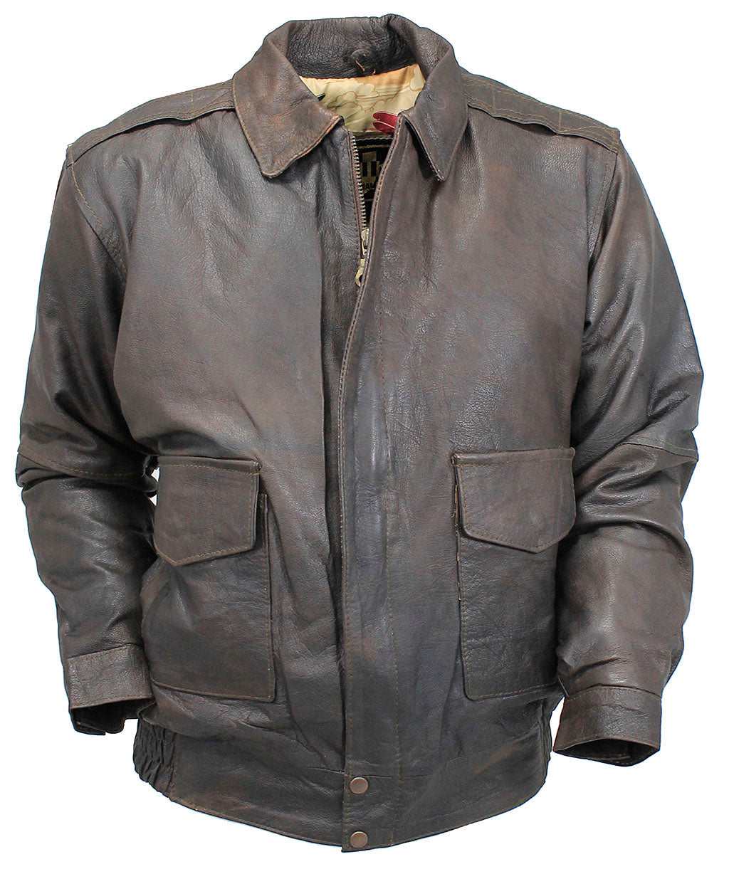 Economy Brown Leather A2 Bomber Jacket - Special #M9991N (S,M)