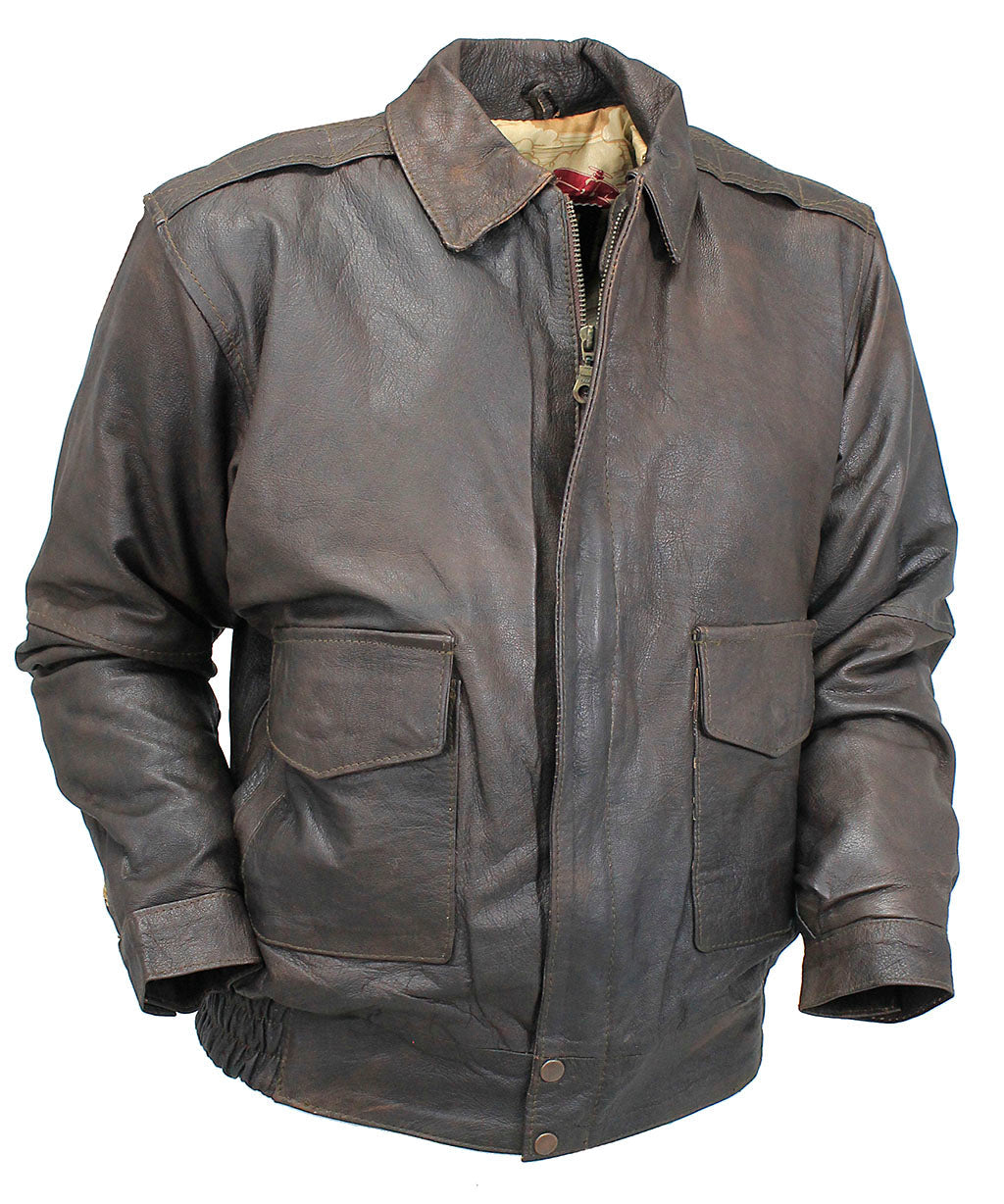 Economy Brown Leather A2 Bomber Jacket - Special #M9991N (S,M)